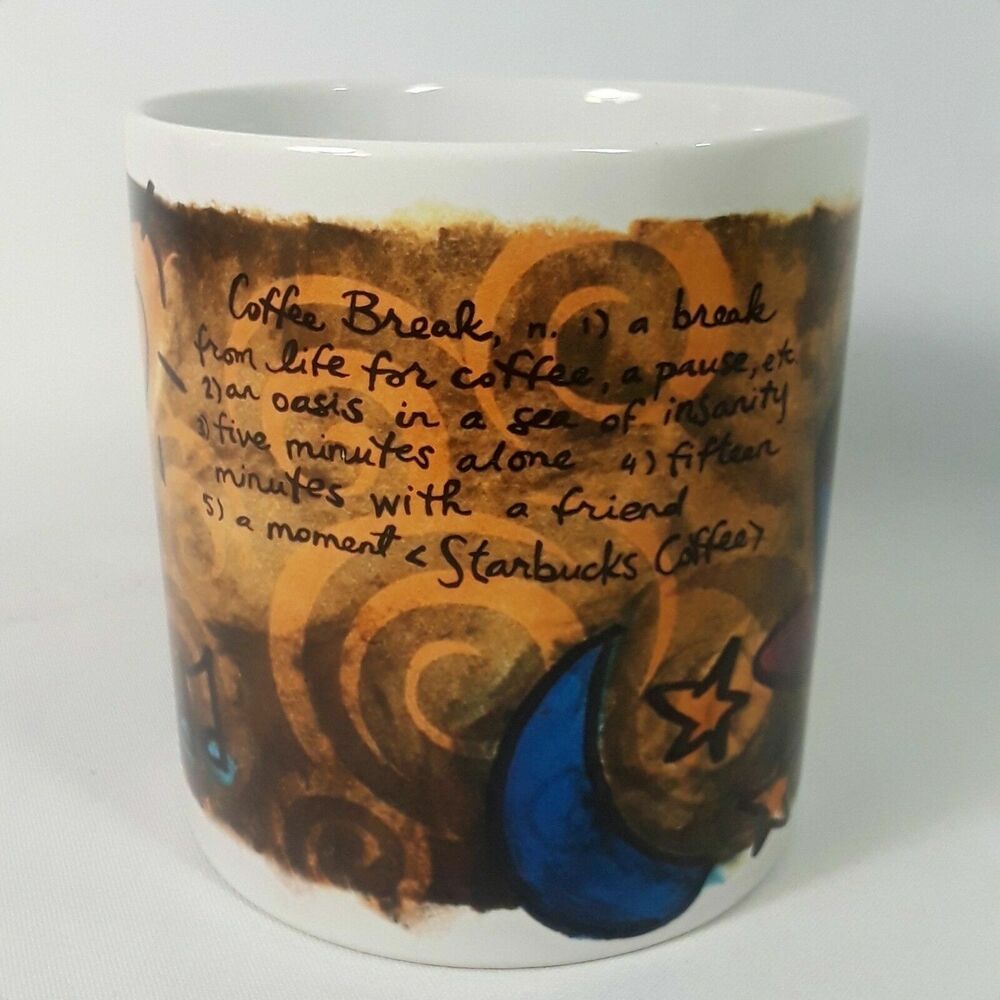 1998 Starbucks Coffee Break Essentials Large 20 oz Watercolor Art Tea Mug Cup
